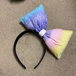 Pastel rainbow big bow headband